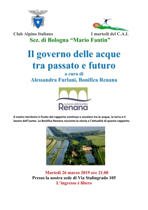 CAI Bologna - 26 Marzo  - I martedi del CAI - il governo delle acque tra passato e futuro