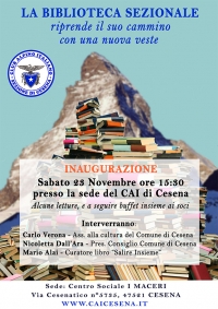 23 novembre: inaugurazione nuova biblioteca al CAI di Cesena