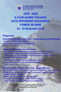 CAI Alto Appennino Bolognese - eventi in programma per il 40 anniversario gruppo CAI