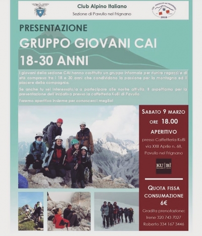 CAI PAVULLO -  9 marzo – presentazione gruppo giovani CAI 18-30 anni