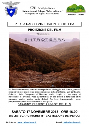 CAi Brasimone - Proiezione del film Entroterra - Il CAI in Biblioteca